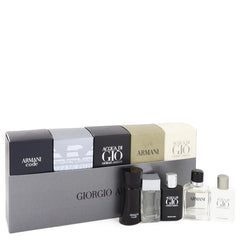 Armani by Giorgio Armani for Men. Gift Set (Travel Set Includes.14 oz Mini Armani Code, .14 oz Mini Emporio Armani Diamonds,.17 oz Mini Acqua Di Gio, .24 oz  Mini Armani and .17 oz Mini Acqua Di Gio Profumo) | Perfumepur.com