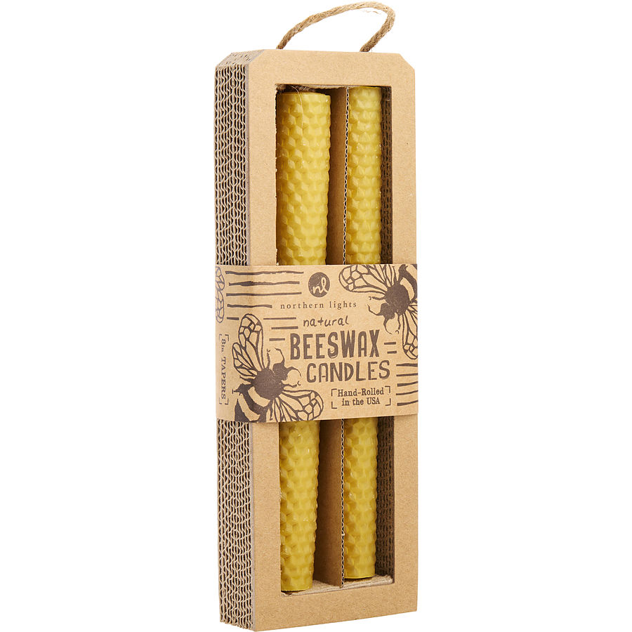 Beeswax Natural By Northern Lights for Unisex. 8" Taper Candle (2 Pack) | Perfumepur.com