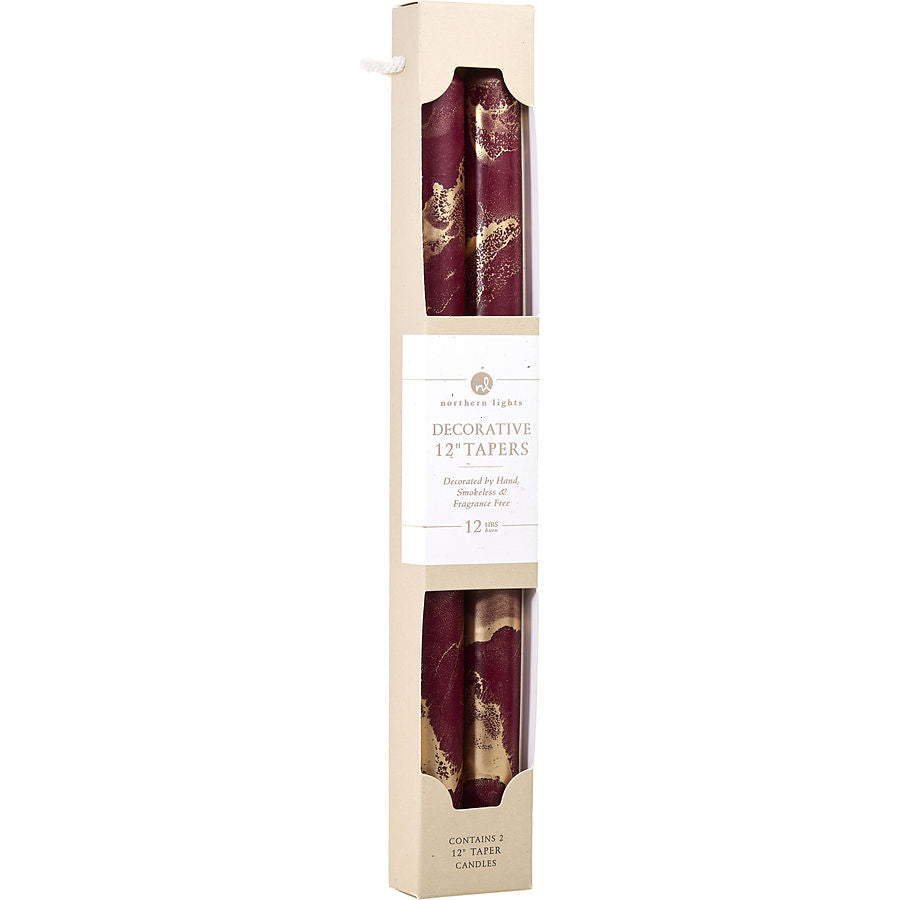 Bordeaux With Gold By Northern Lights for Unisex. 12" Decorative Tapers (2 Pack) | Perfumepur.com