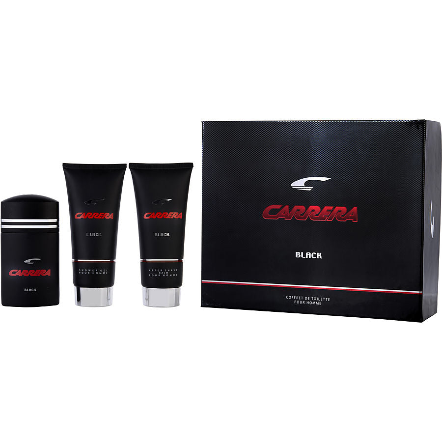 Carrera Black By Muelhens for Men. Gift Set (Eau De Toilette Spray 3.4 oz + Aftershave Balm 6.8 oz + Shower Gel 6.8 oz) | Perfumepur.com