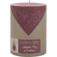 Celeste Fig & Melon By Northern Lights for Unisex. One 3X4 Inch Pillar Candle. Burns Approx. 80 Hrs. | Perfumepur.com