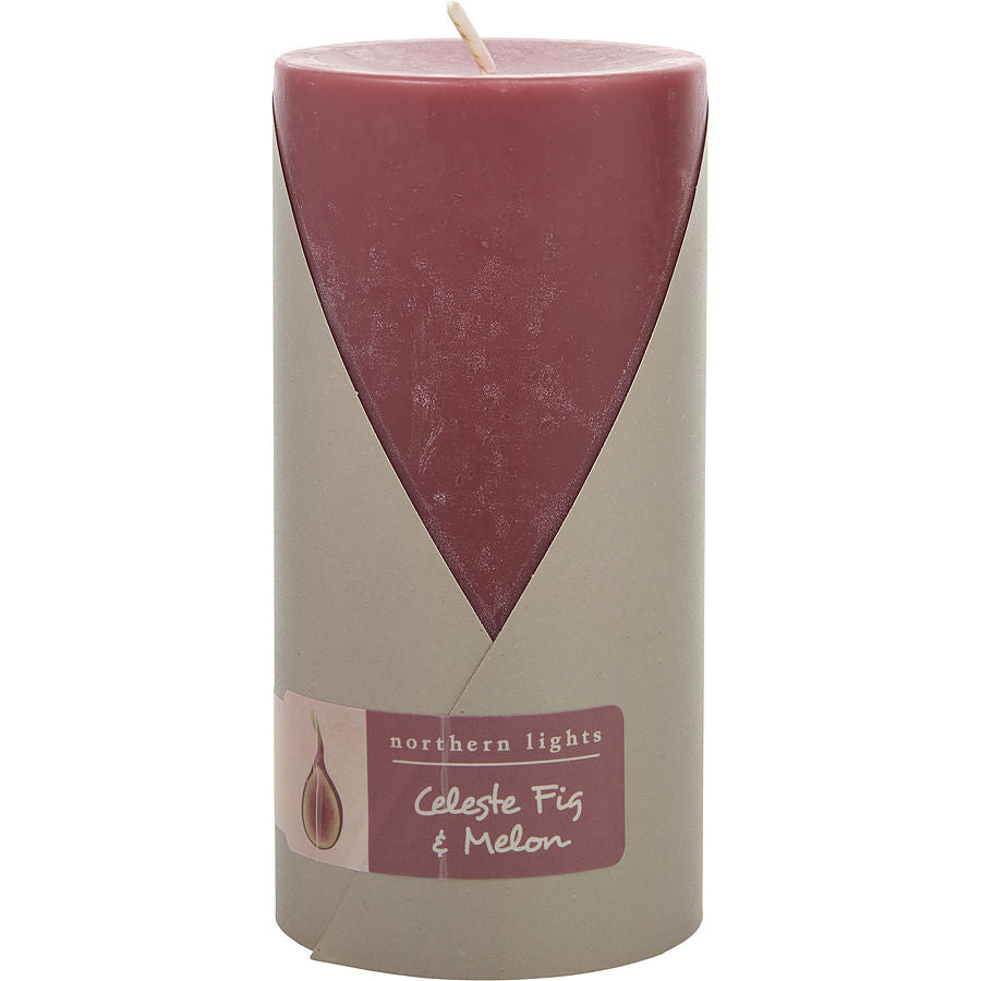 Celeste Fig & Melon By Northern Lights for Unisex. One 3X6 Inch Pillar Candle. Burns Approx. 100 Hrs. | Perfumepur.com