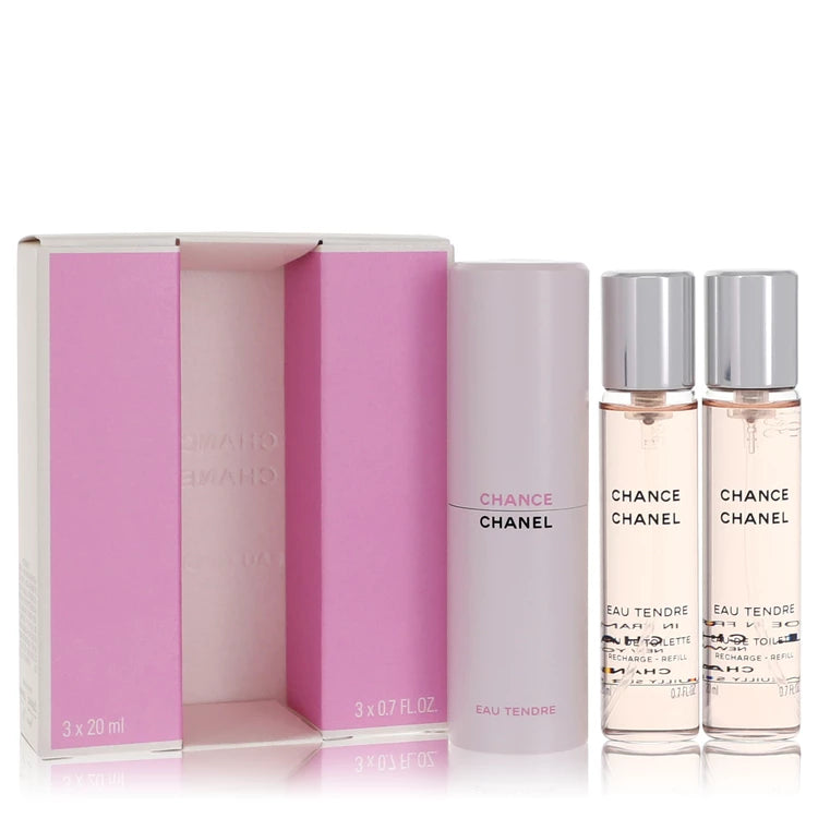 Chance Eau Tendre by Chanel for Women. Mini Eau De Toilette Spray + 2 Refills 3 x .7 oz | Perfumepur.com