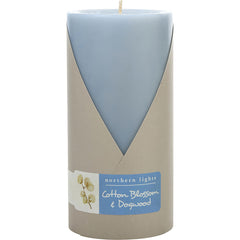 Cotton Blossom & Dogwood By Northern Lights for Unisex. One 3X6 Inch Pillar Candle. Burns Approx. 100 Hrs. | Perfumepur.com