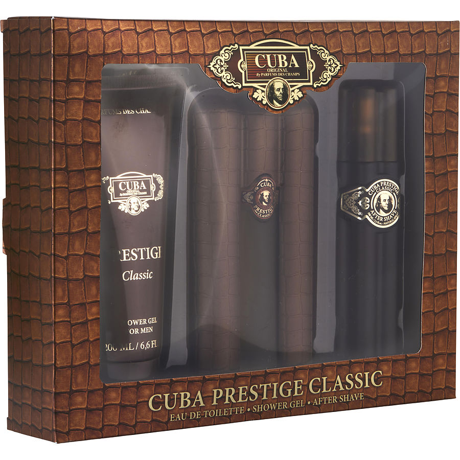 Cuba Prestige Gold By Cuba for Men. Eau De Toilette Spray 3 oz & Aftershave Spray 3.3 oz & Shower Gel 6.6 oz | Perfumepur.com