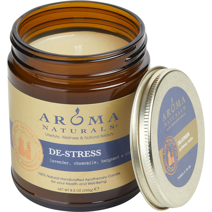 De Stress Aromatherapy By  for Unisex. One 3 X 3 Inch Jar Aromatherapy Candle. Combines The Essential Oils Of Lavender, Chamomile, Bergamot & Clary Sage. Burns Approx. 50 Hrs. | Perfumepur.com