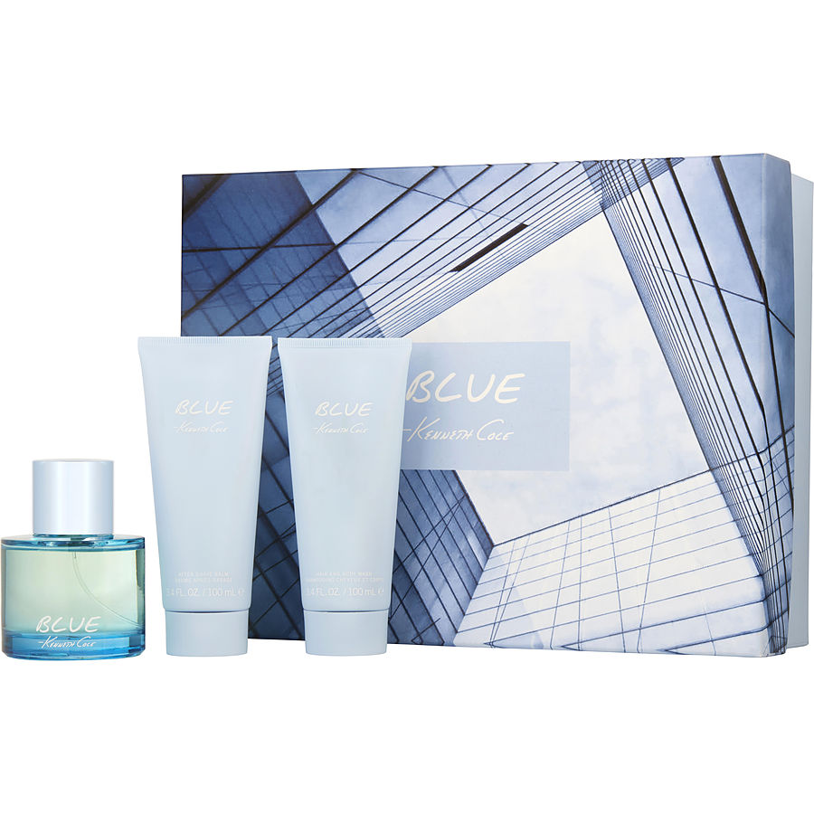 Kenneth Cole Blue By Kenneth Cole for Men. Eau De Toilette Spray 3.4 oz & Aftershave Balm 3.4 oz & Hair And Body Wash 3.4 oz | Perfumepur.com