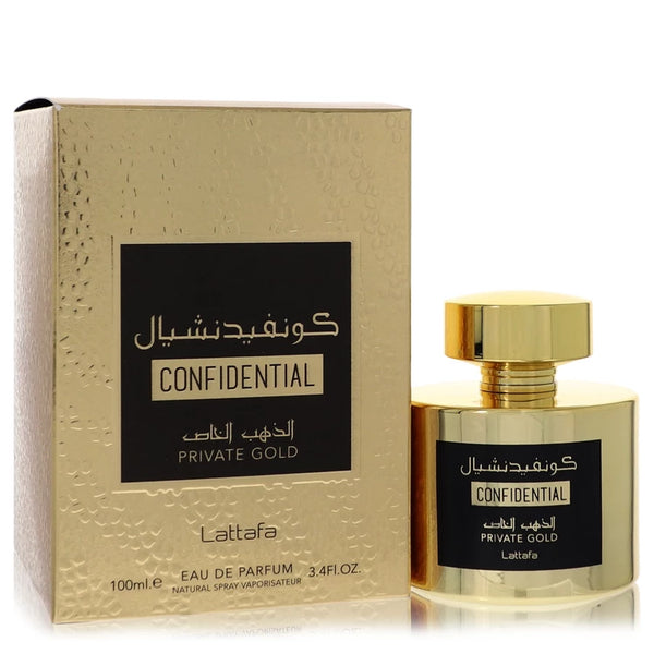 Lattafa Confidential Private Gold by Lattafa for Unisex. Eau De Parfum Spray (Unisex) 3.4 oz | Perfumepur.com