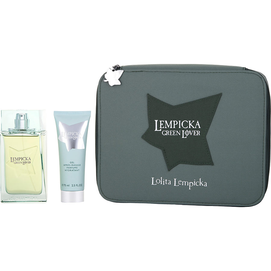 Lolita Lempicka Green Lover By Lolita Lempicka for Men. Gift Set (Eau De Toilette Spray 3.4 oz + Aftershave Gel 2.5 oz + Toiletry Bag) | Perfumepur.com