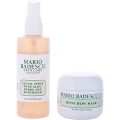 Mario Badescu By Mario Badescu for Women. Rose Mask & Mist Duo Set: Facial Spray With Aloe, Herbs And Rosewater 4Oz + Rose Hips Mask 2Oz (2Pcs) | Perfumepur.com