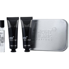 Mont Blanc Legend By Mont Blanc for Men. Gift Set (Eau De Toilette Spray 0.25 oz + Aftershave Balm 1 oz + All Over Shower Gel 1 oz + Tim Box) | Perfumepur.com