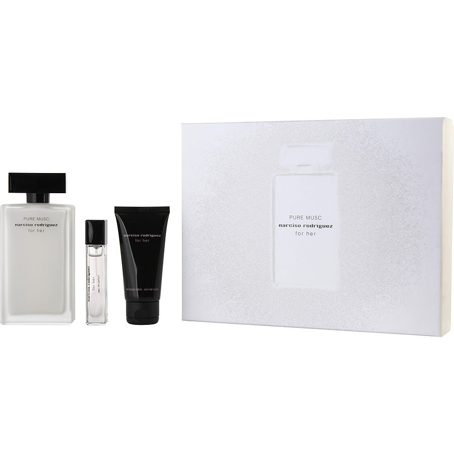 Narciso Rodriguez Pure Musc By Narciso Rodriguez for Women. Gift Set (Eau De Parfum Spray 3.3 oz + Body Lotion 1.6 oz + Eau De Parfum Spray 0.33 oz Mini) | Perfumepur.com