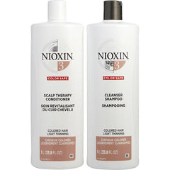 Nioxin By Nioxin for Unisex. System 3 Scalp Therapy Conditioner And Cleanser Shampoo For Colored Hair With Light Thinning Liter Duo | Perfumepur.com