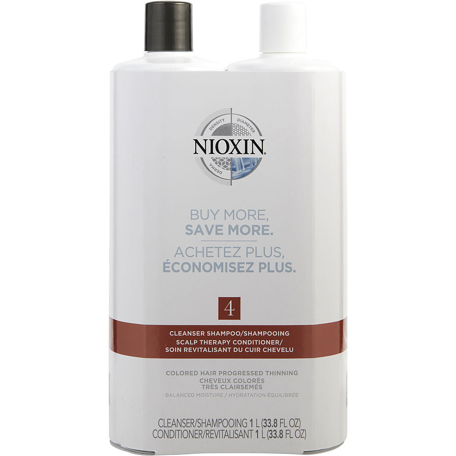 Nioxin By Nioxin for Unisex. System 4 Scalp Therapy Conditioner And Cleanser Shampoo For Colored Hair With Progressed Thinning Liter Duo | Perfumepur.com