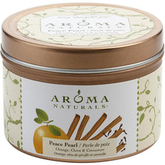 Peace Pearl Aromatherapy By Peace Pearl Aromatherapy for Unisex. One 2.5X1.75 Inch Tin Soy Aromatherapy Candle. Combines The Essential Oils Of Orange, Clove & Cinnamon To Create A Warm And Comfortable Atmosphere. Burns Approx. 15 Hrs. | Perfumepur.com