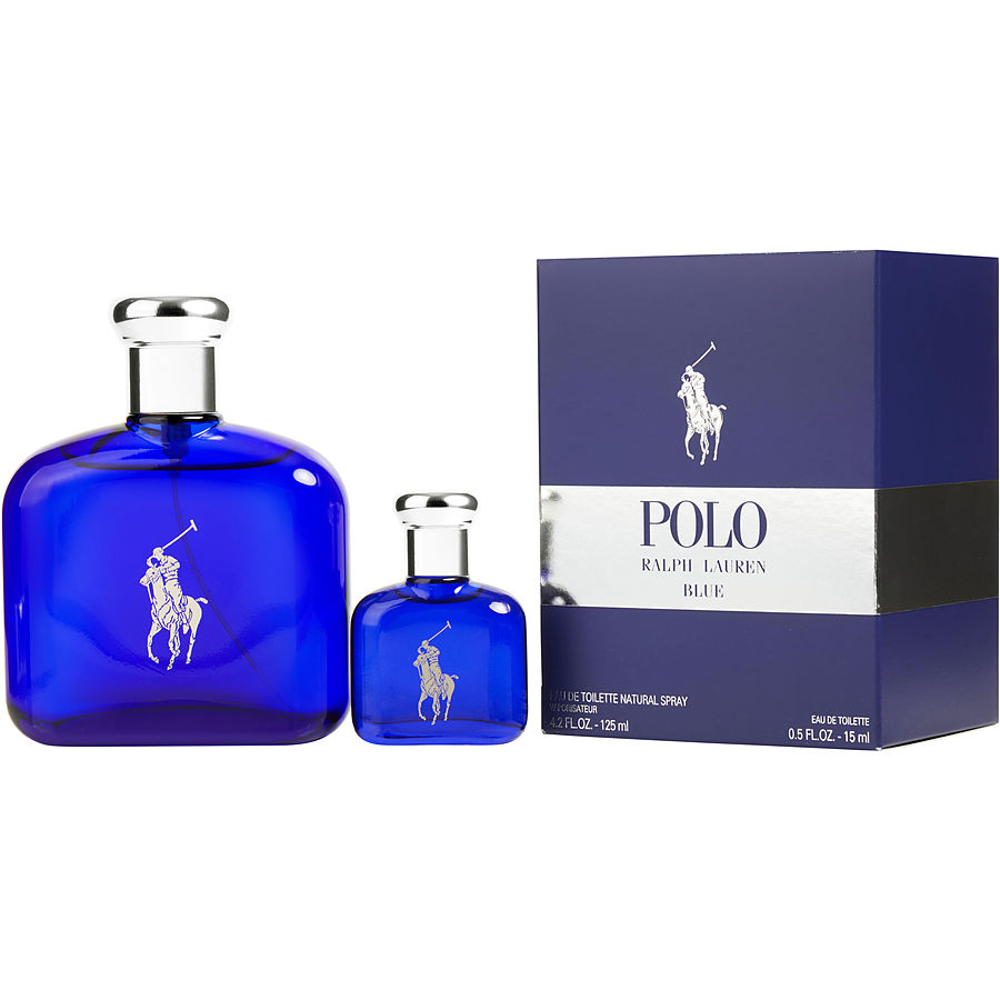 Polo Blue By Ralph Lauren for Men. Gift Set (Eau De Toilette Spray 4.2 oz + Eau De Toilette 0.5 oz Mini) | Perfumepur.com