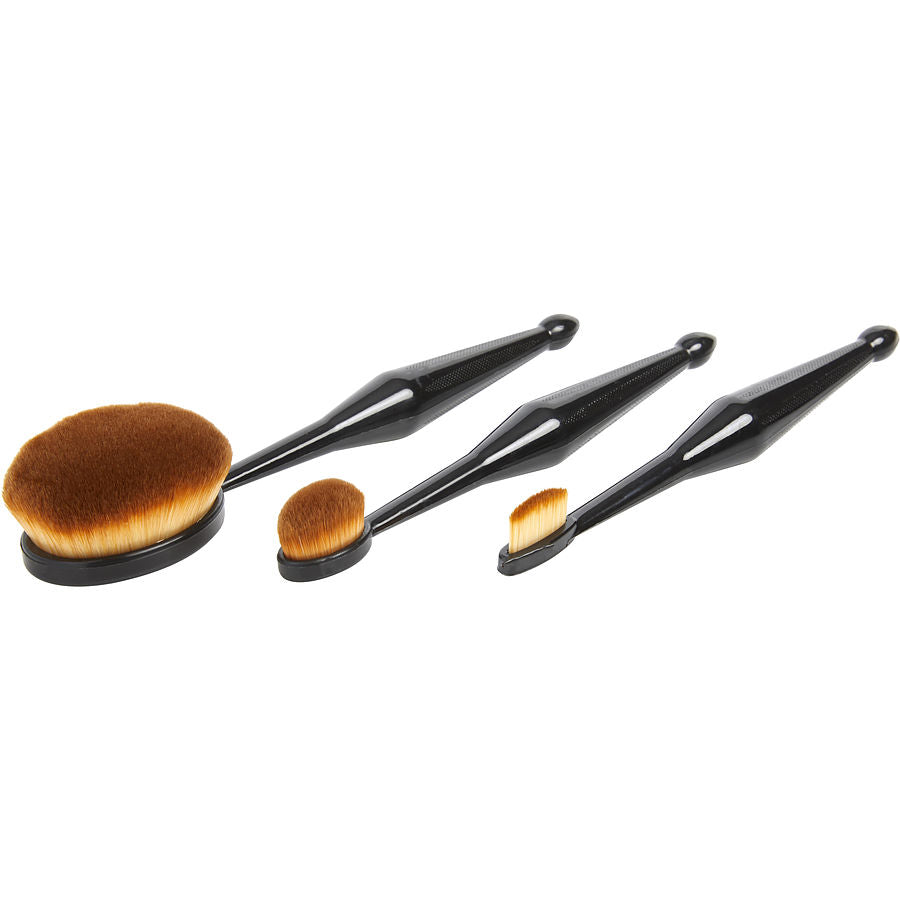 Qentissi By Qentessi for Women. Make Up Oval Brush Set: Small Straight Shaped Brush + Medium Oval Shaped Brush + Large Oval Shaped Brush (3Pcs) | Perfumepur.com