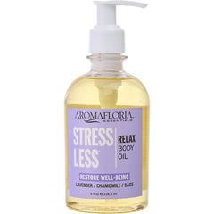 Stress Less By Aromafloria for Unisex. Bath And Body Massage Oil 8 oz Blend Of Lavender, Chamomile, And Sage | Perfumepur.com