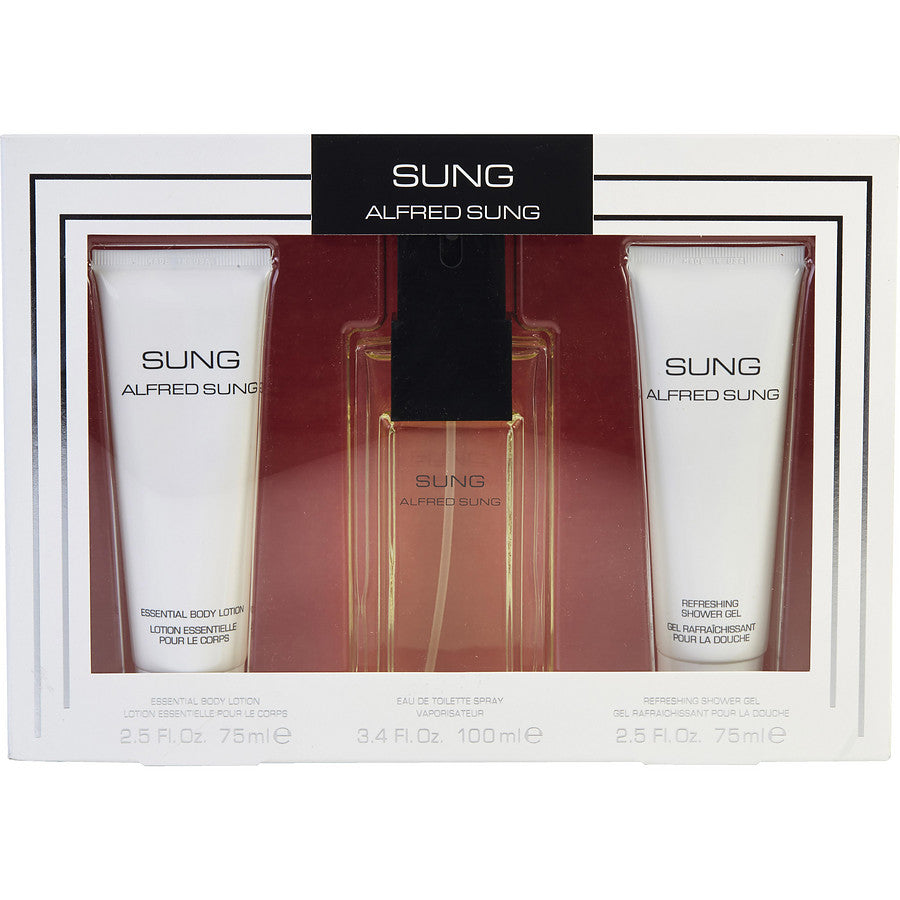 Sung By Alfred Sung for Women. Gift Set (Eau De Toilette Spray 3.4 oz + Body Lotion 2.5 oz + Shower Gel 2.5 oz) | Perfumepur.com