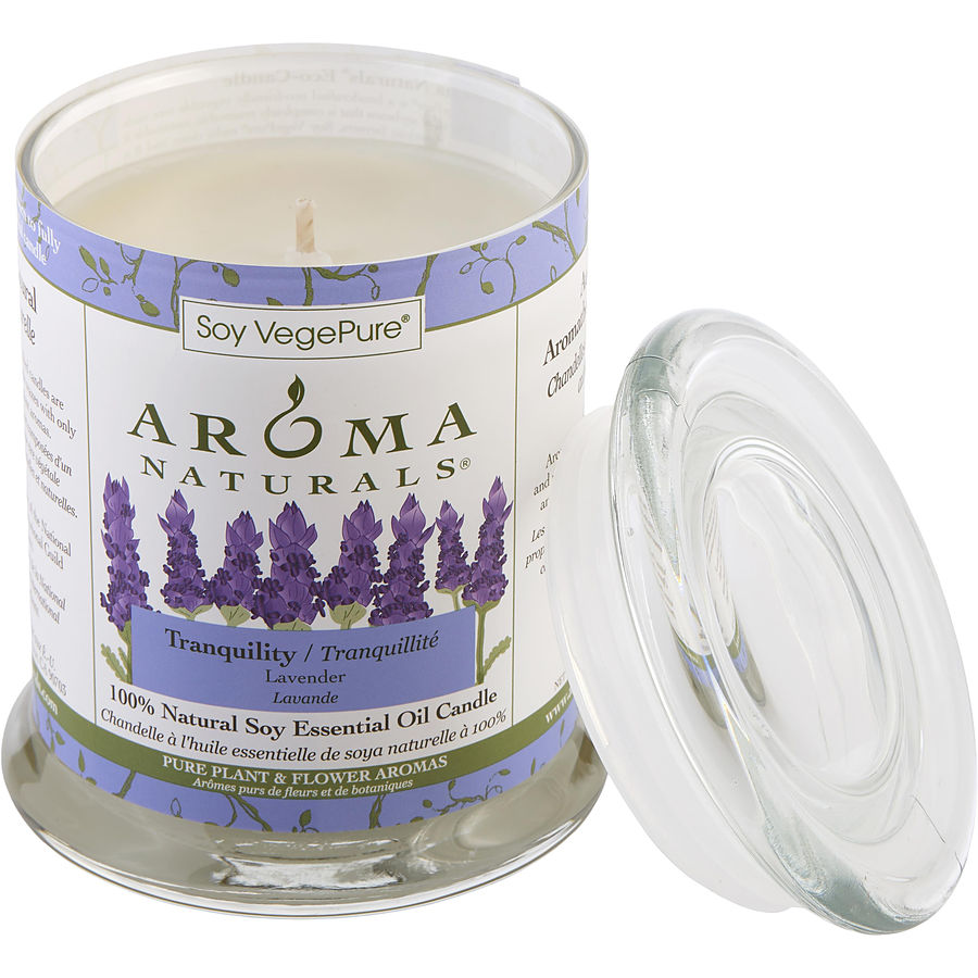 Tranquility Aromatherapy By Tranquility Aromatherapy for Unisex. One 3.7X4.5 Inch Medium Glass Pillar Soy Aromatherapy Candle. The Essential Oil Of Lavender Is Known For Its Calming And Healing Benefits. Burns Approx. 45 Hrs. | Perfumepur.com