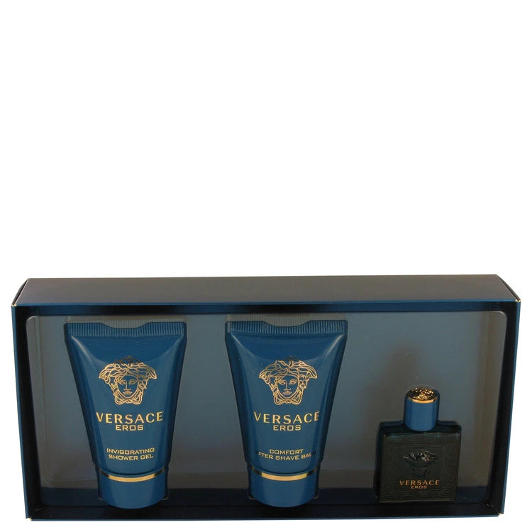 Versace Eros by Versace for Men. Gift Set (.17 oz Mini EDT + 0.8 oz Shower Gel + 0.8 oz After Shave Balm) | Perfumepur.com