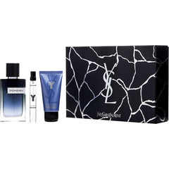 Y By Yves Saint Laurent for Men. Gift Set (Eau De Parfum Spray 3.3 oz + All Over Shower Gel 1.7 oz + Eau De Parfum Spray 0.33 oz Mini) | Perfumepur.com