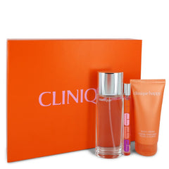 Happy by Clinique for Women. Gift Set - 1.7 oz Eau De Parfum Spray + 2.5 oz Body Cream + .34 oz Mini EDP Spray --