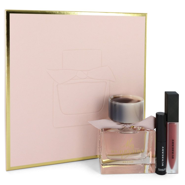 My Burberry Blush by Burberry for Women. Gift Set - 3 oz Eau De Parfum Spray + .11 oz Mini Cat Lashes Mascara + .2 oz Dark Rosewood Liquid Lip Velvet --