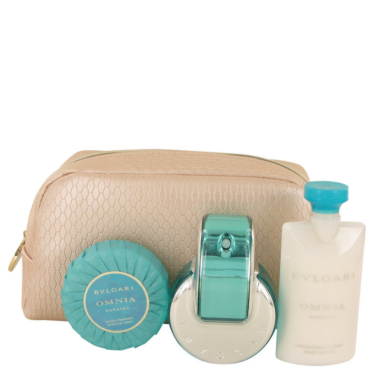 Omnia Paraiba by Bvlgari for Women. Gift Set (2.2 oz Eau De Toilette Spray + 2.5 oz Body Lotion + 2.6 oz Scented Soap + Beauty Pouch)