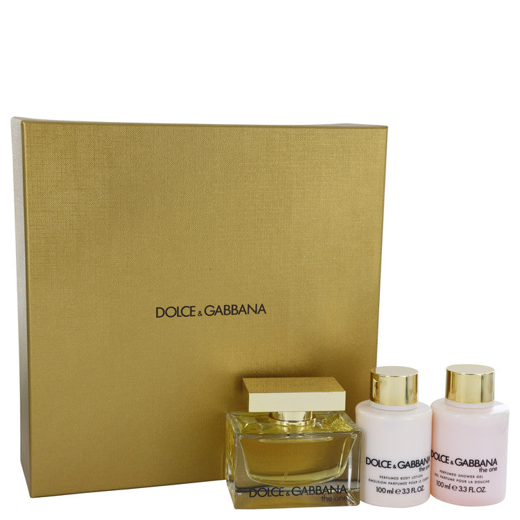 The One by Dolce & Gabbana for Women. Gift Set (2.5 oz Eau De Parfum Spray + 3.4 oz Body Lotion + 3.4 oz Shower Gel)